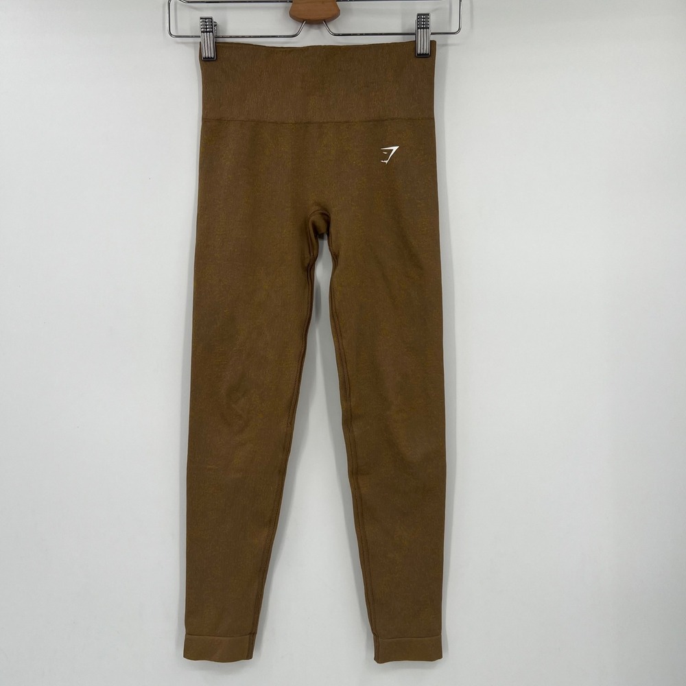Gymshark Adapt Fleck X Whitney Size Small Seamless‎ Leggings Brown Yellow